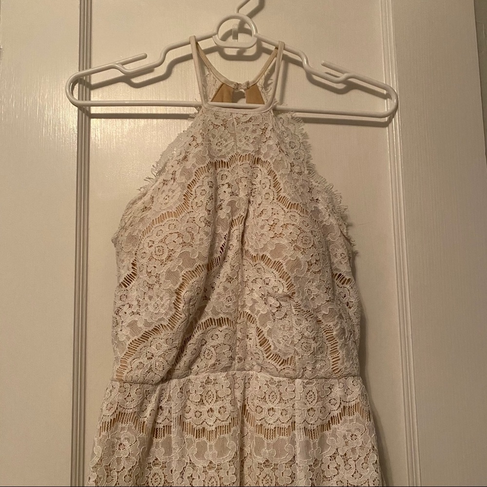 FRANCESCA’S White Lace Halter Dress